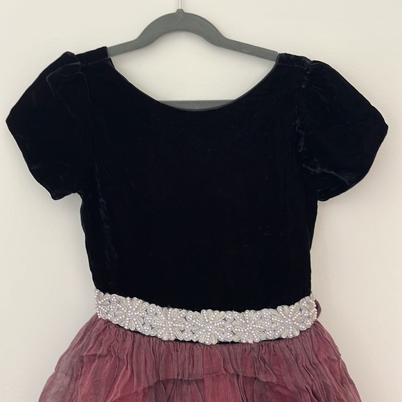 Susanne Lively Designs Velvet Tulle Sequin LongDress - Girls Size 8 - Picture 2 of 6